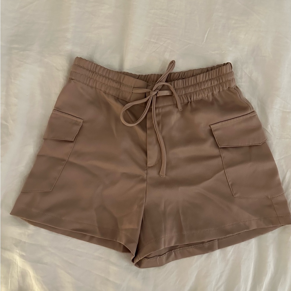 Zara Satin High Waisted Cargo Shorts